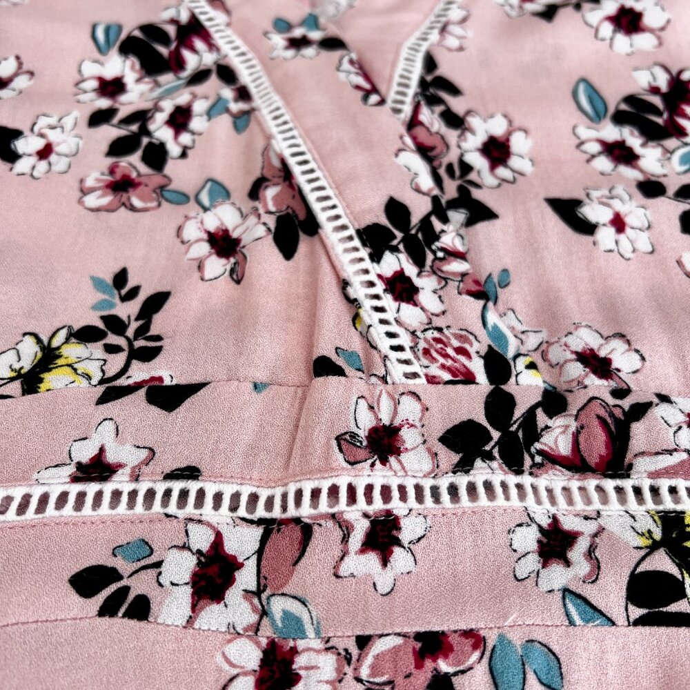 Suzanne Betro Light Pink Floral Short Sleeve Ladder Lace Trim Dress XL / Pin-Up - Picture 5 of 16